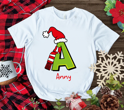 Playera Personalizada| Blanca| Navideña| Letra Grinch