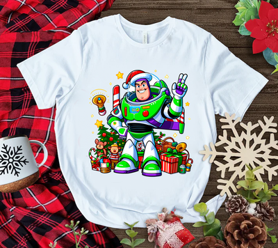 Playera Personalizada| Blanca| Navideña| Buzz Lightyear