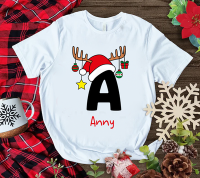 Playera Personalizada| Blanca| Navideña| Letra Reno