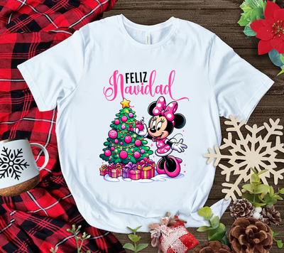 Playera Personalizada| Blanca| Navideña| Mickey Mouse| 3