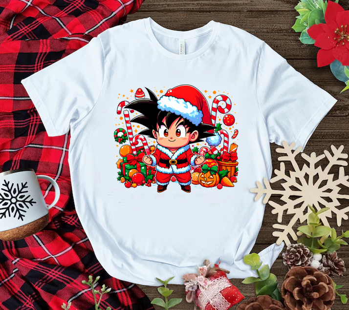 Playera Personalizada| Blanca| Navideña| Goku| 1