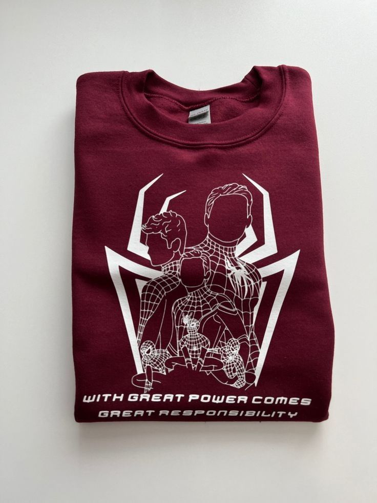 Sudadera | Cuello redondo | Corinto | hombre araña| Spider man | with great power comes great Responsibily
