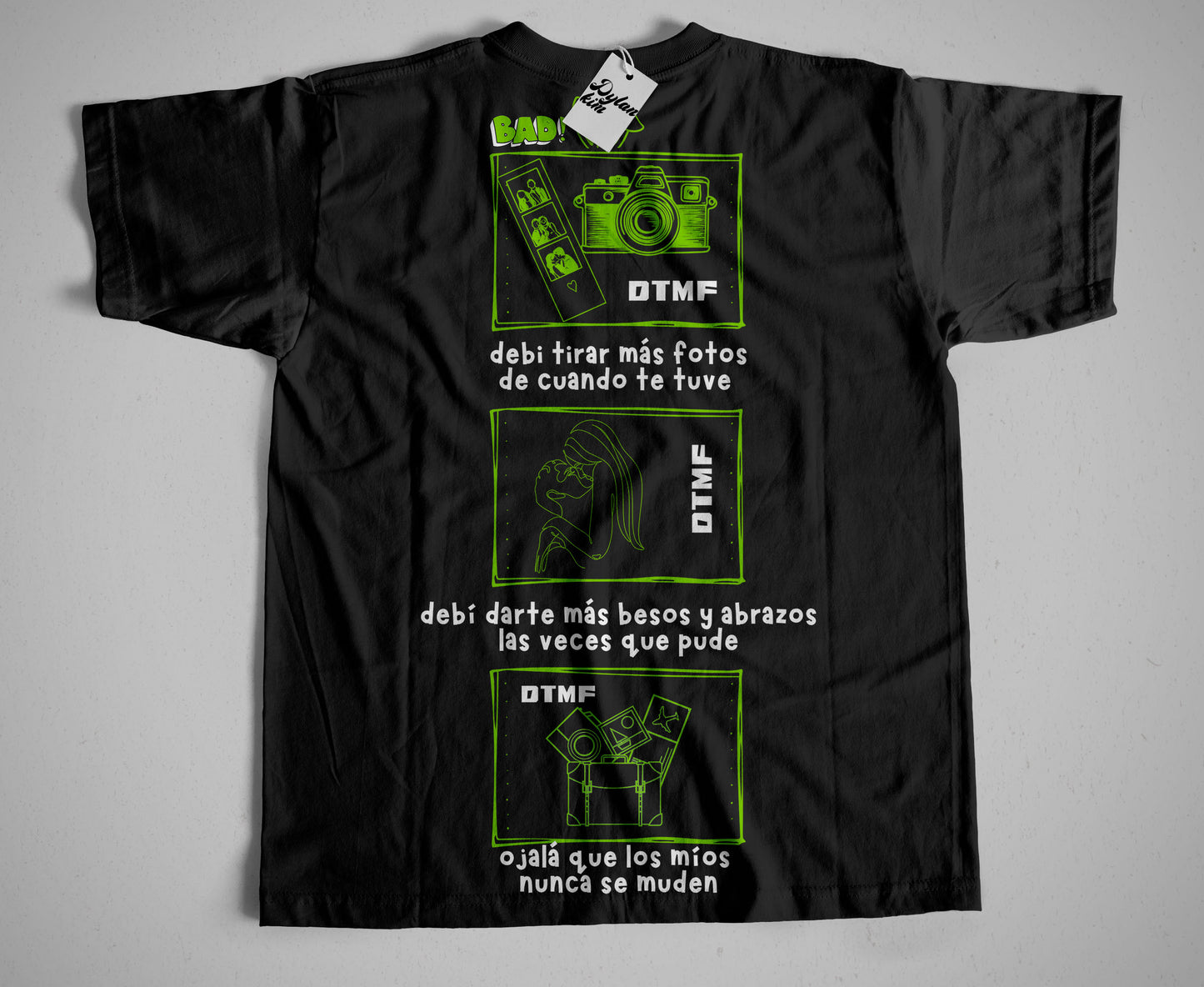 Playera Negra |Bad Bunny | Marcos verdes