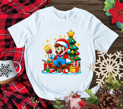 Playera Personalizada| Blanca| Navideña| Mario Bros| 3