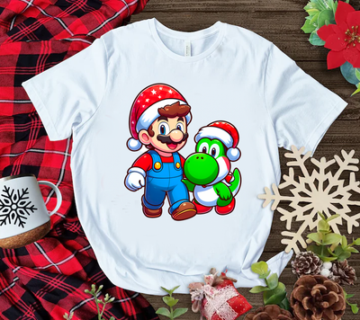 Playera Personalizada| Blanca| Navideña| Mario Bros| 1