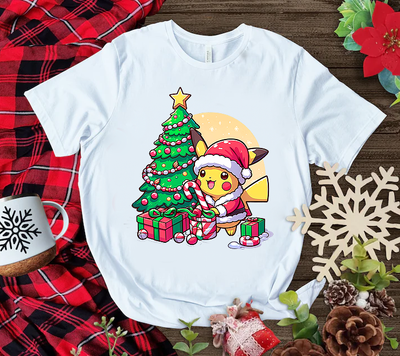 Playera Personalizada| Blanca| Navideña| Pikachu| 3