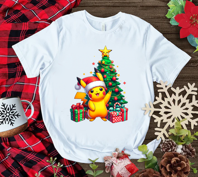 Playera Personalizada| Blanca| Navideña| Pikachu| 2