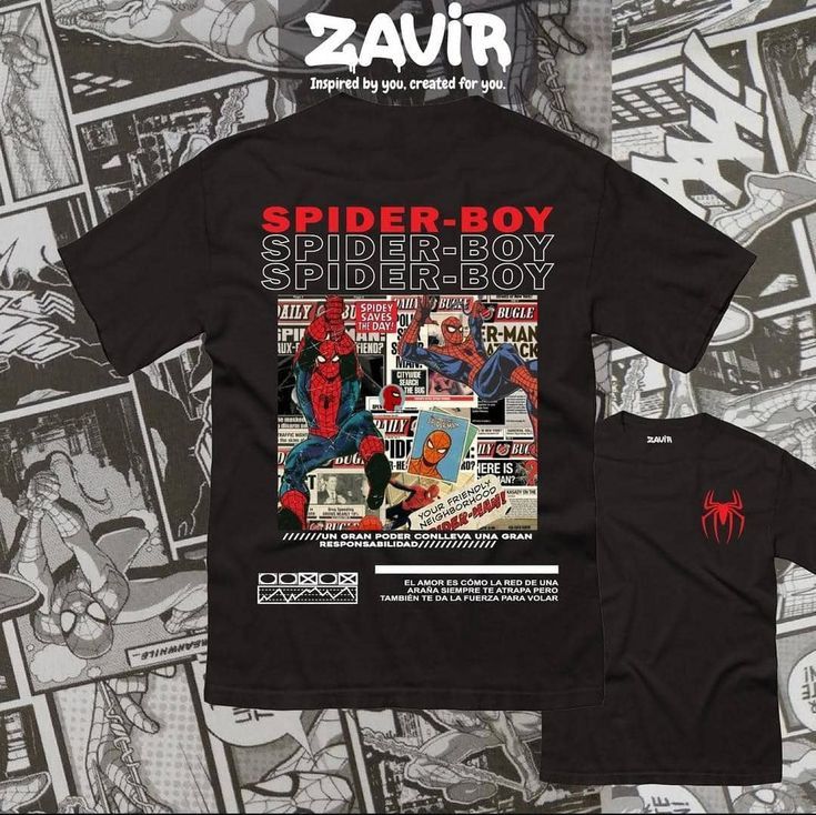 Playera | negro | Hombre araña | spiderman | collage de spider
