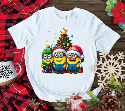 Playera Personalizada| Blanca| Navideña| Los Minions| 2