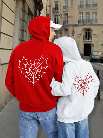 Sudadera | Roj-blanco | Hombre Araña | Spider man | telaraña corazón