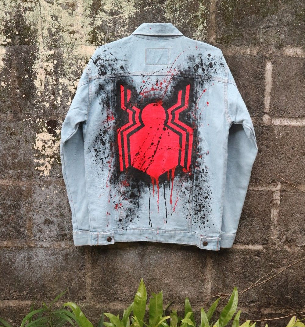 Chaqueta de lona | celeste | Hombre araña | Spiderman | logo | araña