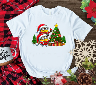 Playera Personalizada| Blanca| Navideña| Los Minions| 1