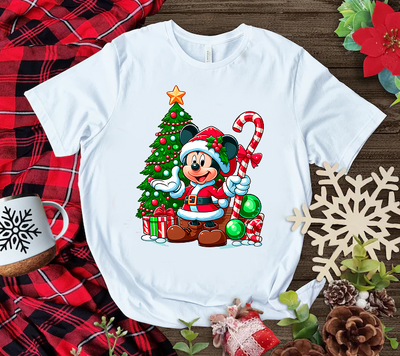 Playera Personalizada| Blanca| Navideña| Mickey Mouse| 2