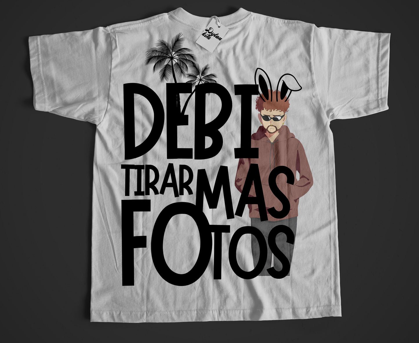 Playera Blanca |Bad Bunny | Palmeritas negras