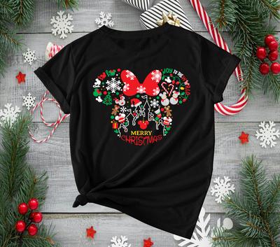 Playera Personalizada| Negra| Navideña| Mickey Mouse