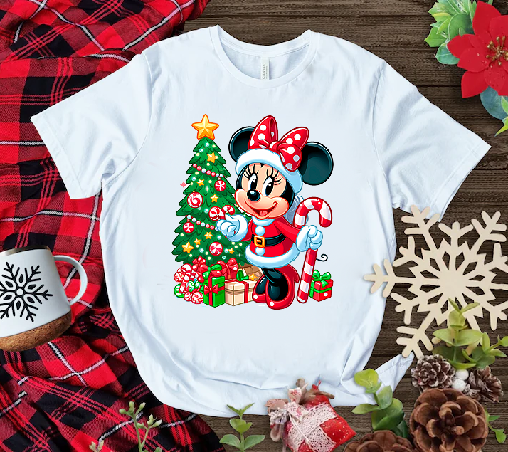 Playera Personalizada| Blanca| Navideña| Mickey Mouse| 1