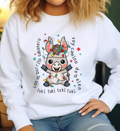 Sueter navideño | blanco | Burrito sabanero