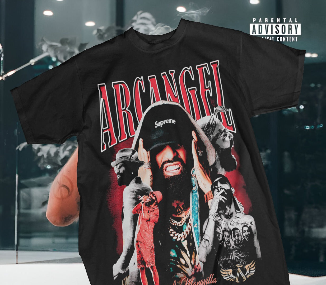 Playera Negra | Arcangel| Rojo