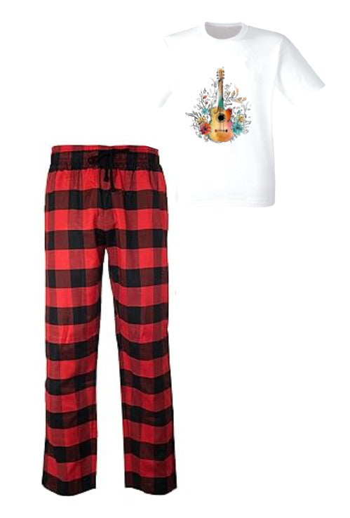 Pijama de Guitarra | Rojo | cuadros | FLORES