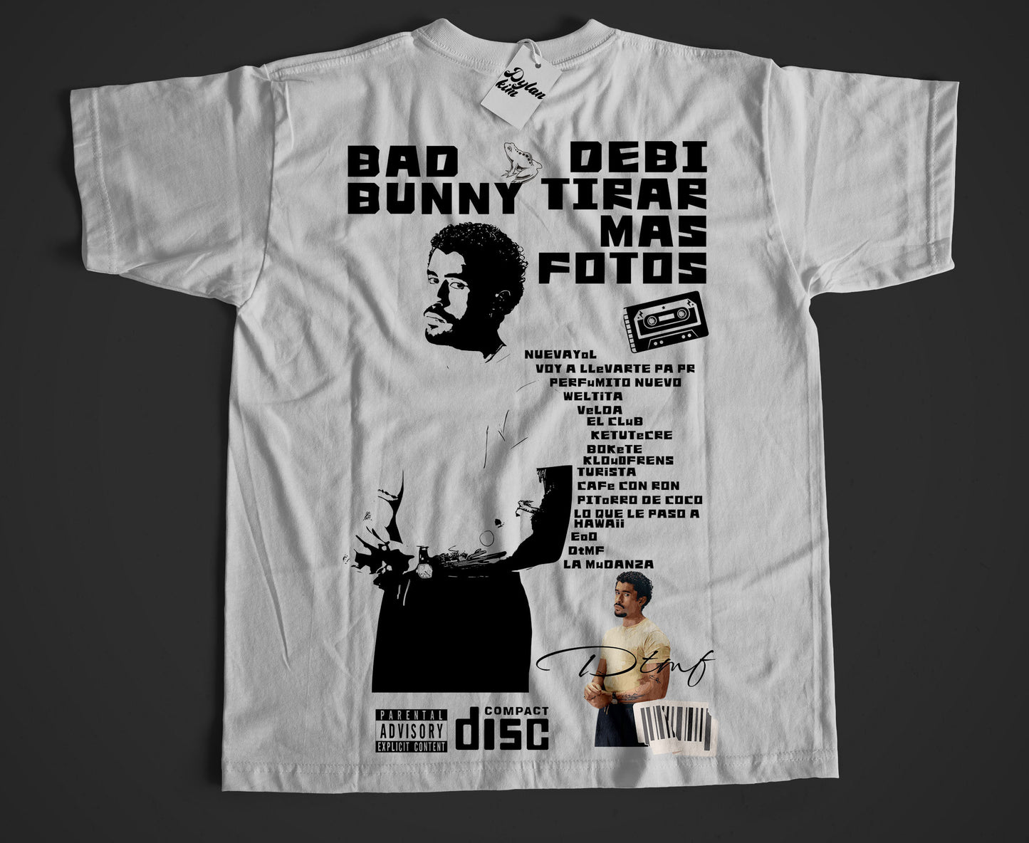 Playera Blanca |Bad Bunny | Disc y casete
