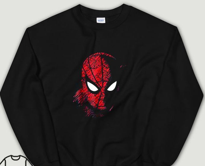 Sudadera | Cuello redondo | Negro | hombre araña| Spider man | silueta de boceta
