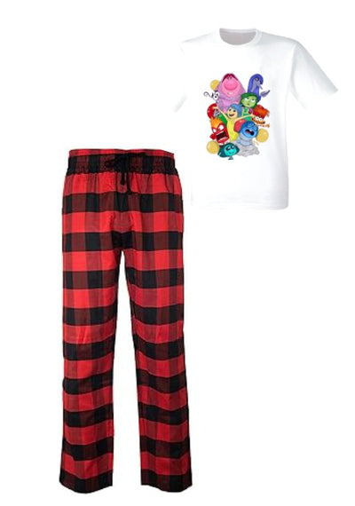 Pijama de intensamente | Rojo | cuadros | Manga Corta| Personajes