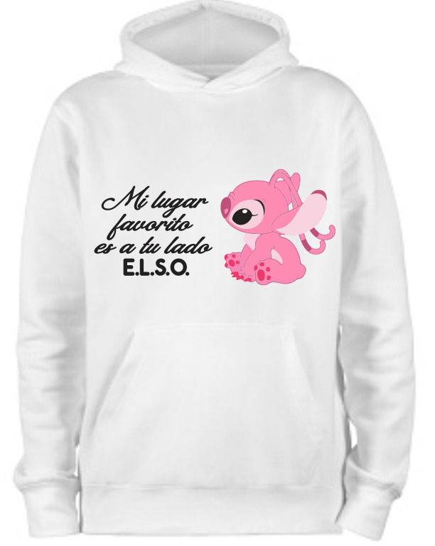 Sudadera blanca| Stich | Rosa ELSO