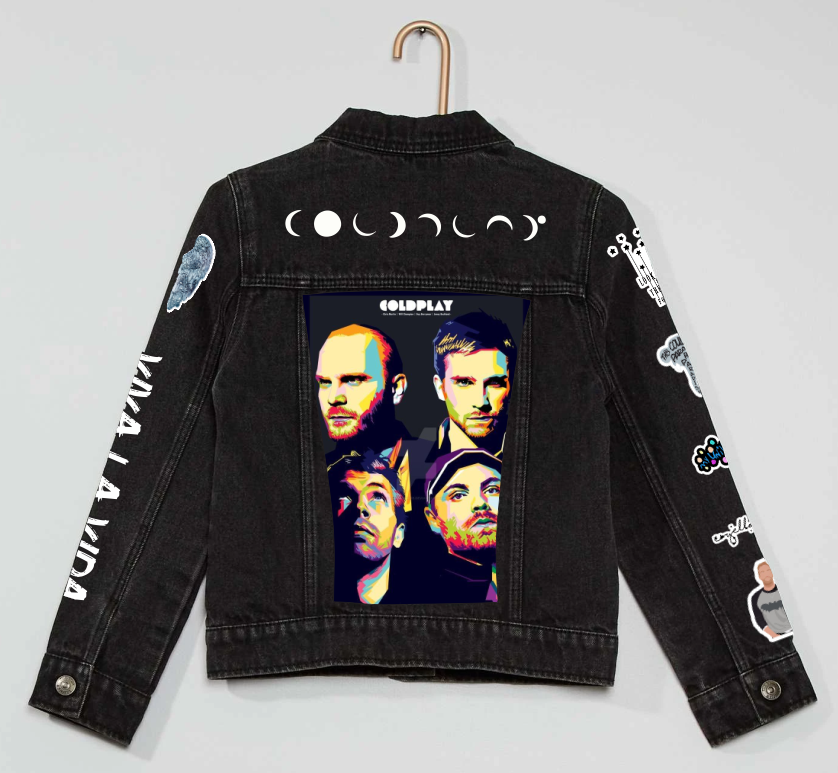 Chaqueta de lona| Negra | Coldplay| Caras| Dama