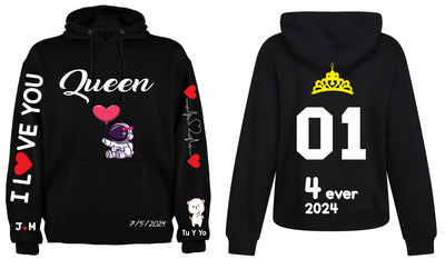 Sudadera Personalizada| Negra| Peach And Goma| Queen