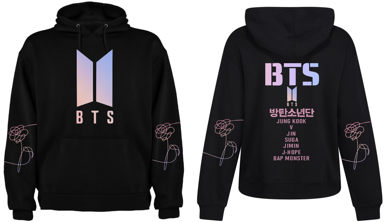 Sudadera Personalizada| Negra| BTS Rosa