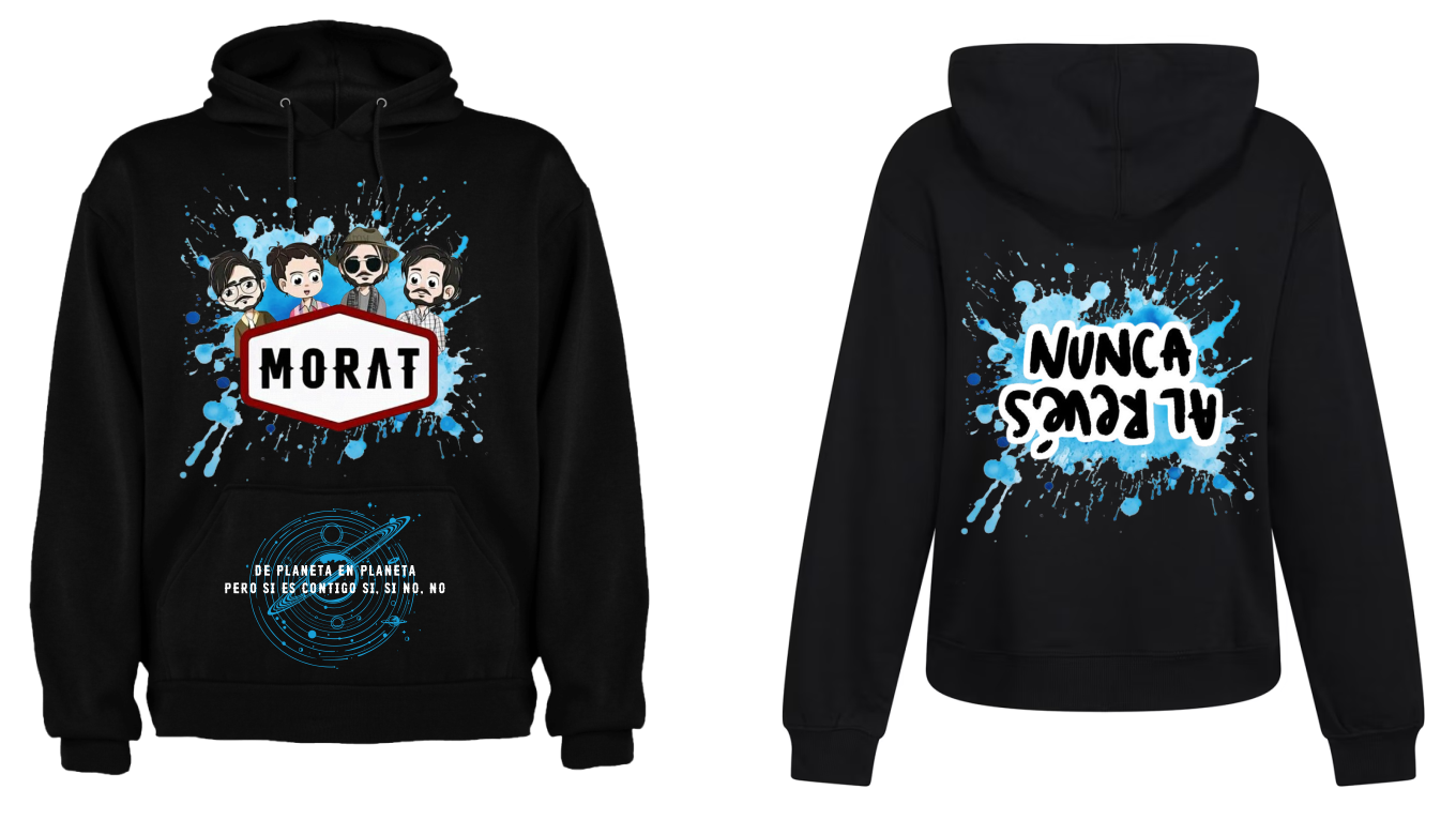 Sudadera personalizada| Negra| Morat nunca al revez| manchas