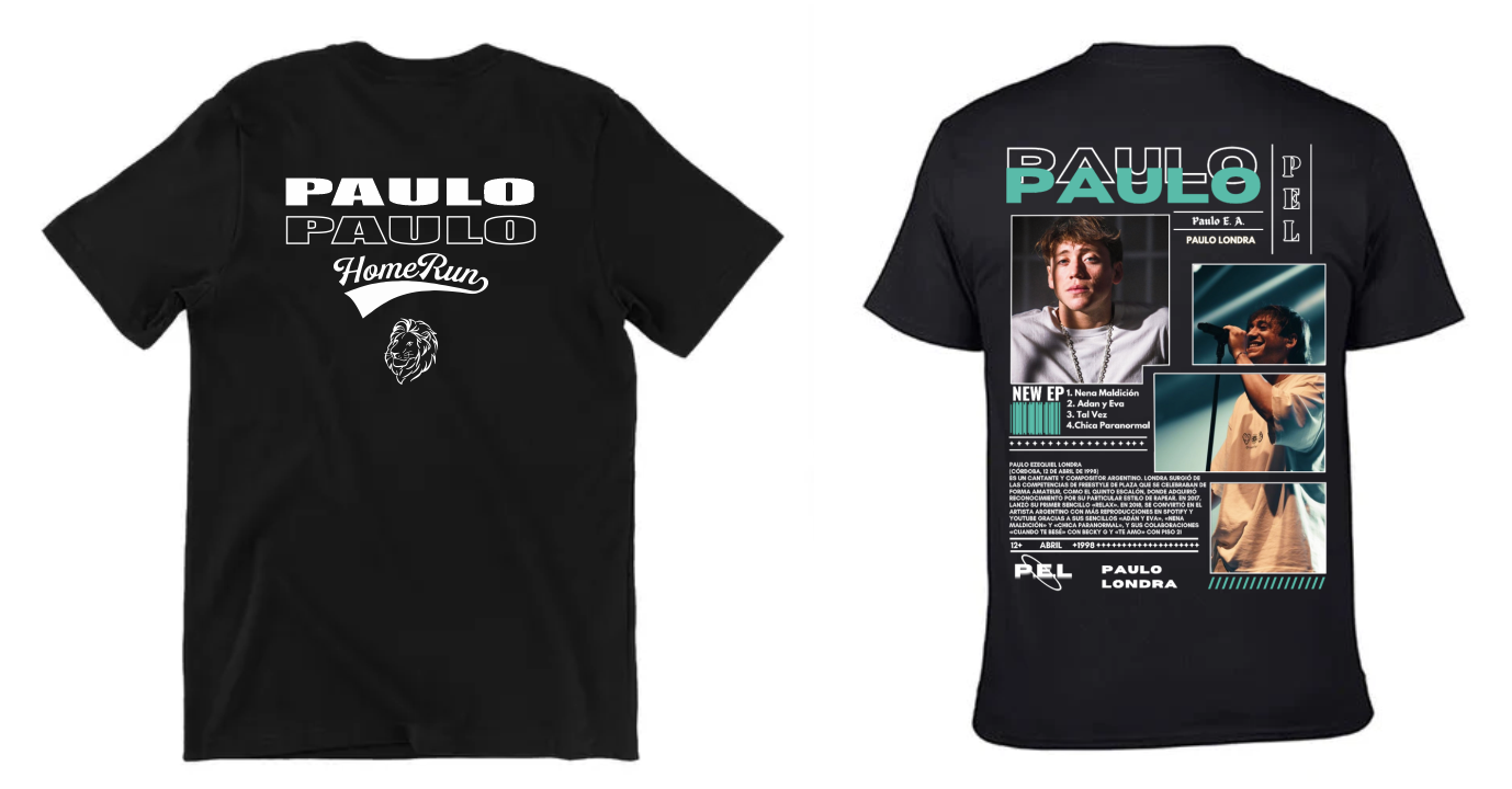 Playera Personalizada | Paulo Londra |Negro| Nombre verde