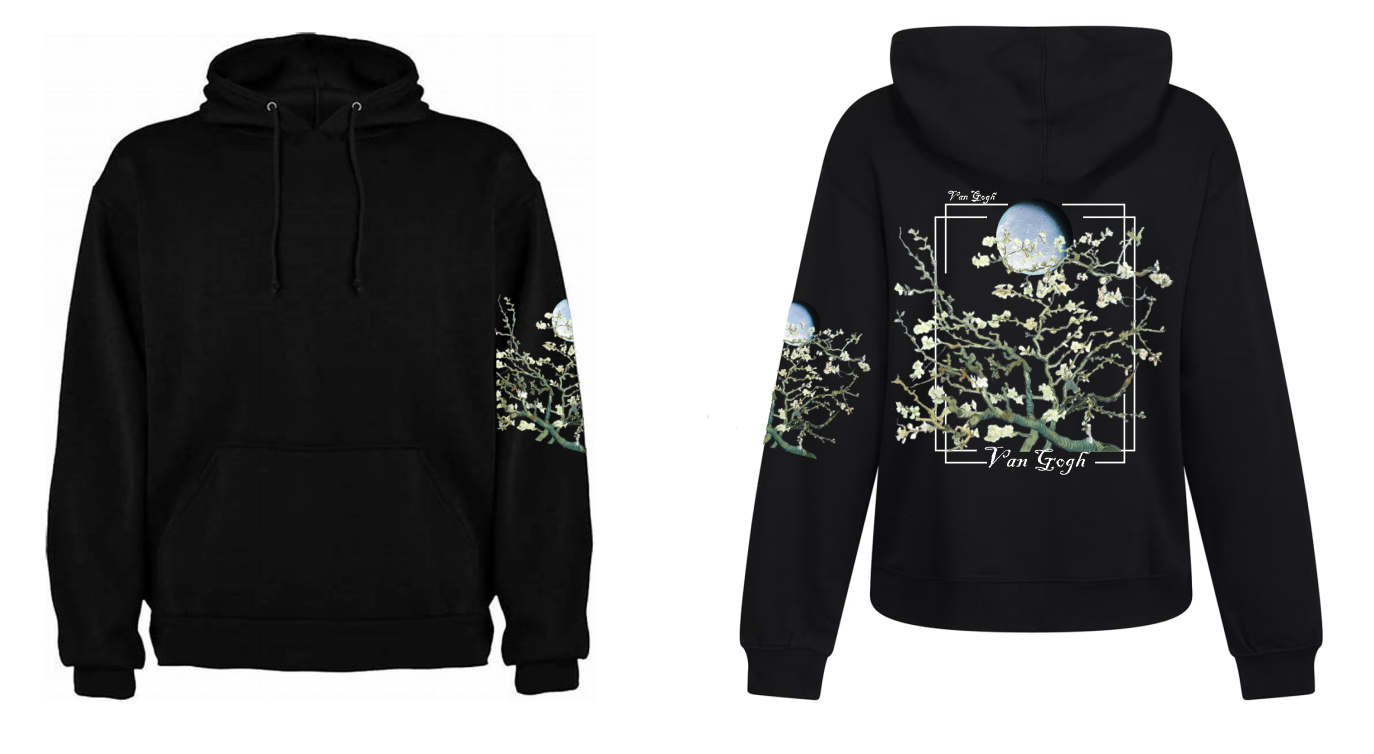 Sudadera Perzonalizada | Negro| Ramas de almendro Van Gogh