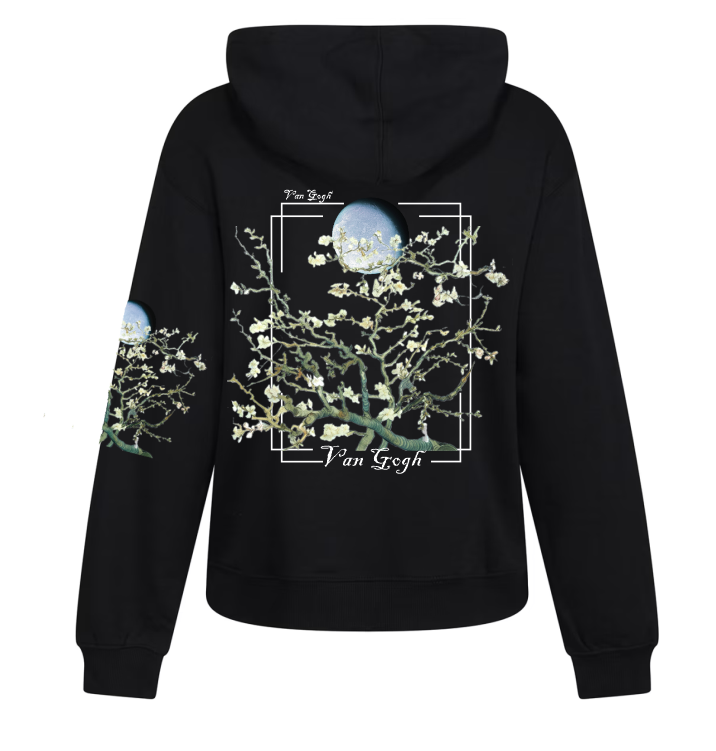 Sudadera Perzonalizada | Negro| Ramas de almendro Van Gogh