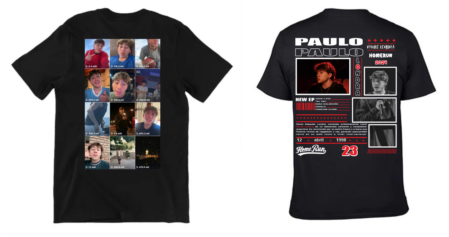 Playera Personalizada | Paulo Londra |Negro| Tik Tok