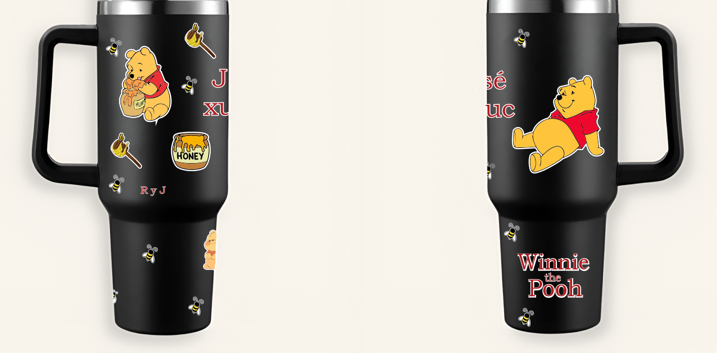 Vasos Térmico 1300ml | Negro| Winnie the Pooh