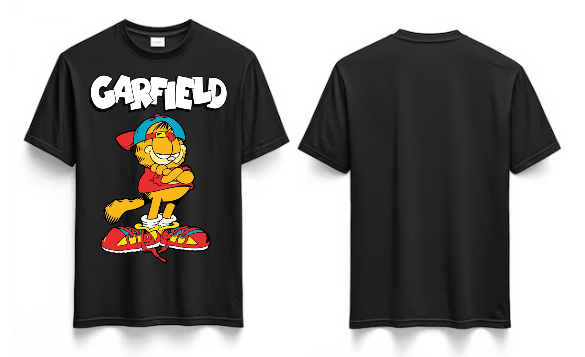 Playera | Negra | Garfield| Raper