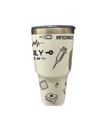 Vasos Térmico 900ml | Crema y negro| Enfermera