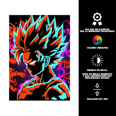 Cuadro Metálico Personalizable | Goku | Silueta Fosforecente