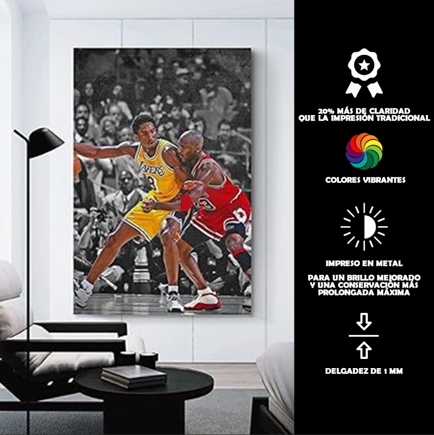 Cuadro Metálico Personalizable | Kobe Bryant y Michael Jordan | Posterizado