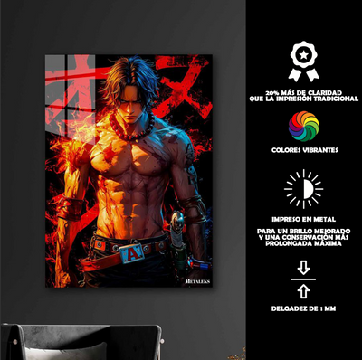 Cuadro Metálico Personalizable | Portgas D. Ace | Fuego