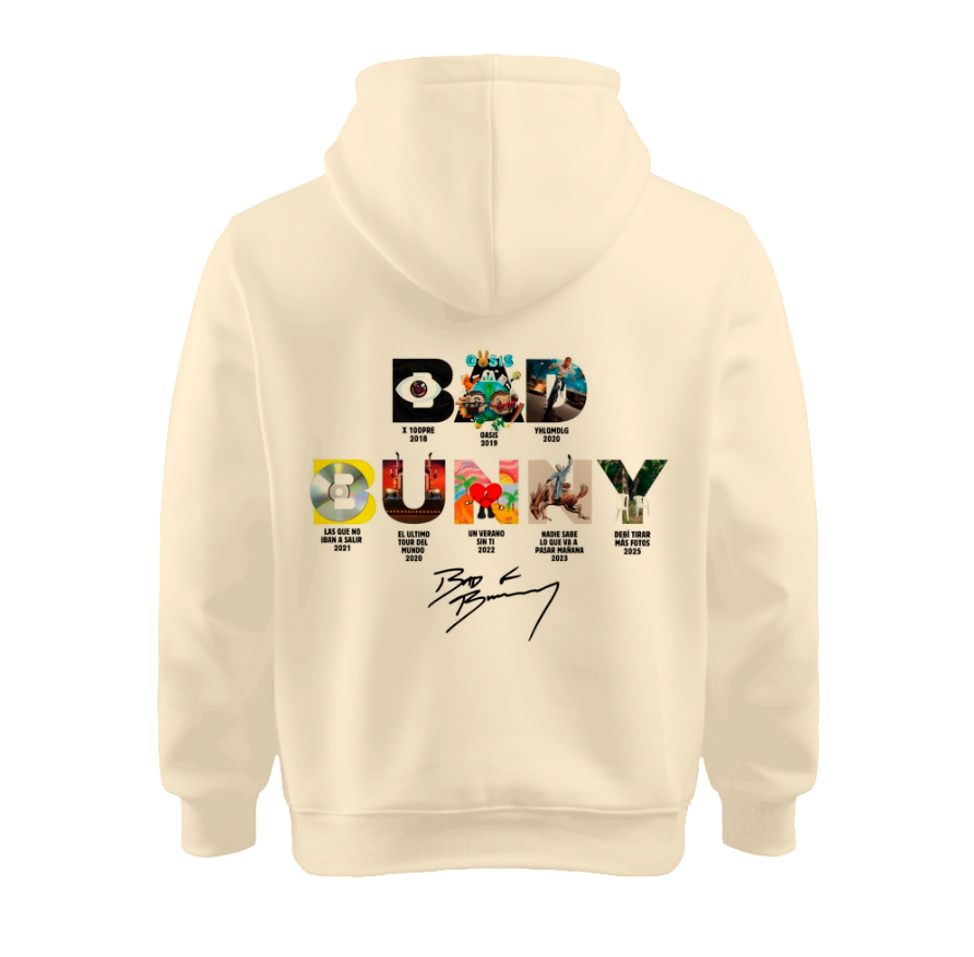 Sudadera Beige| Bad Bunny | Album letras | Espalda