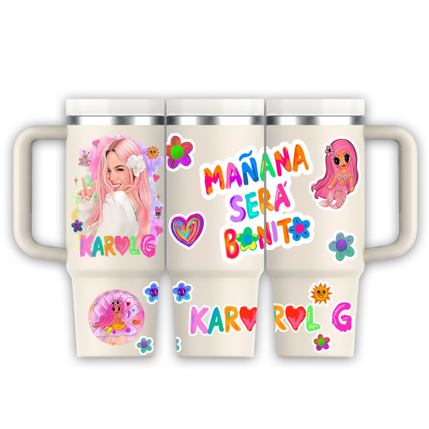 Vasos Térmico 1300ml | crema | Karol G | Mañana Será Bonito