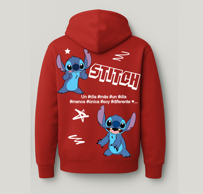 Sudadera| Roja| Stich| Personalizado