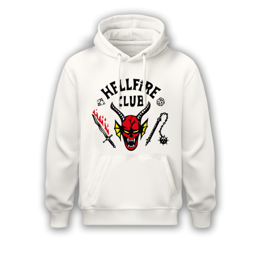 Sudadera | Blanca | Stranger Things | Hellfire club