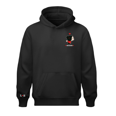 Sudadera | Negra | Pucca | LOVE 2 | iniciales y fecha