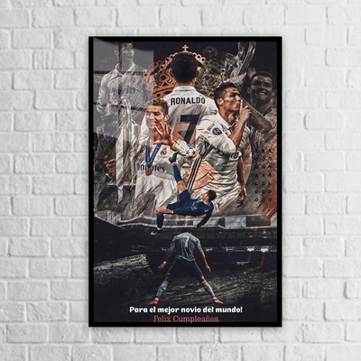 Cuadro Metálico Personalizado | Cristiano Ronaldo | Collage Real Madrid | Para el mejor novio