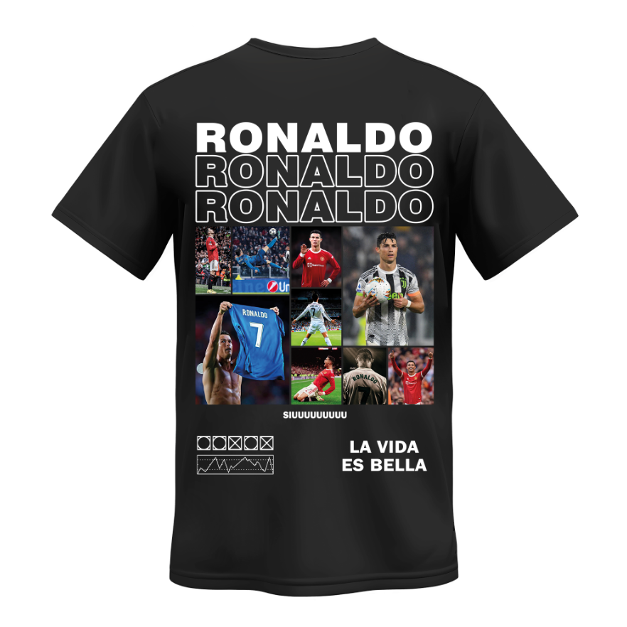 Playera | Negra | Cristiano Ronaldo | Collage | siuuuuuuuuu