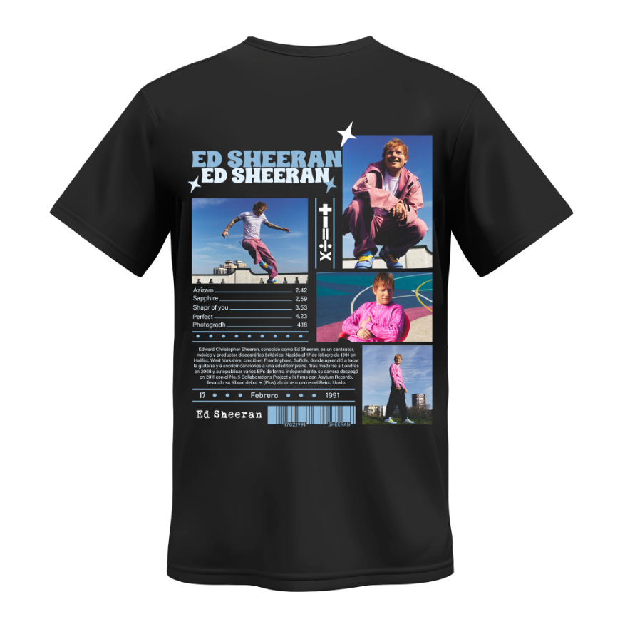 Playera | Negra | Ed Sheeran | Biografía | Play