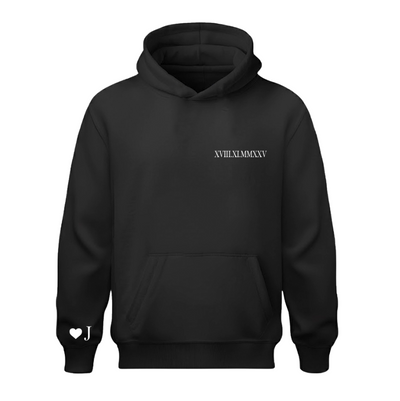 Sudadera | Negro | Fecha en números romanos | Inicial J